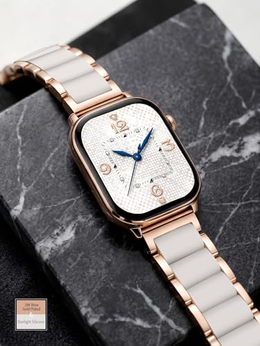 Image of V.R.HOPE Luxury Rose Gold Apple Watch Band for Women, Metal & Silicone