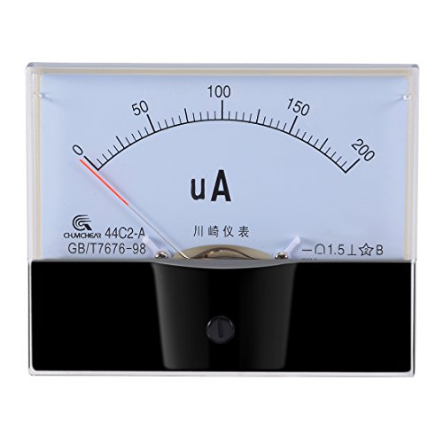 Image of uxcell Analog Current Panel Meter DC 0-200uA 44C2 Ammeter 100x12.7x80mm for Circuit Testing Charging Battery Ampere Tester Gauge Pack of 1