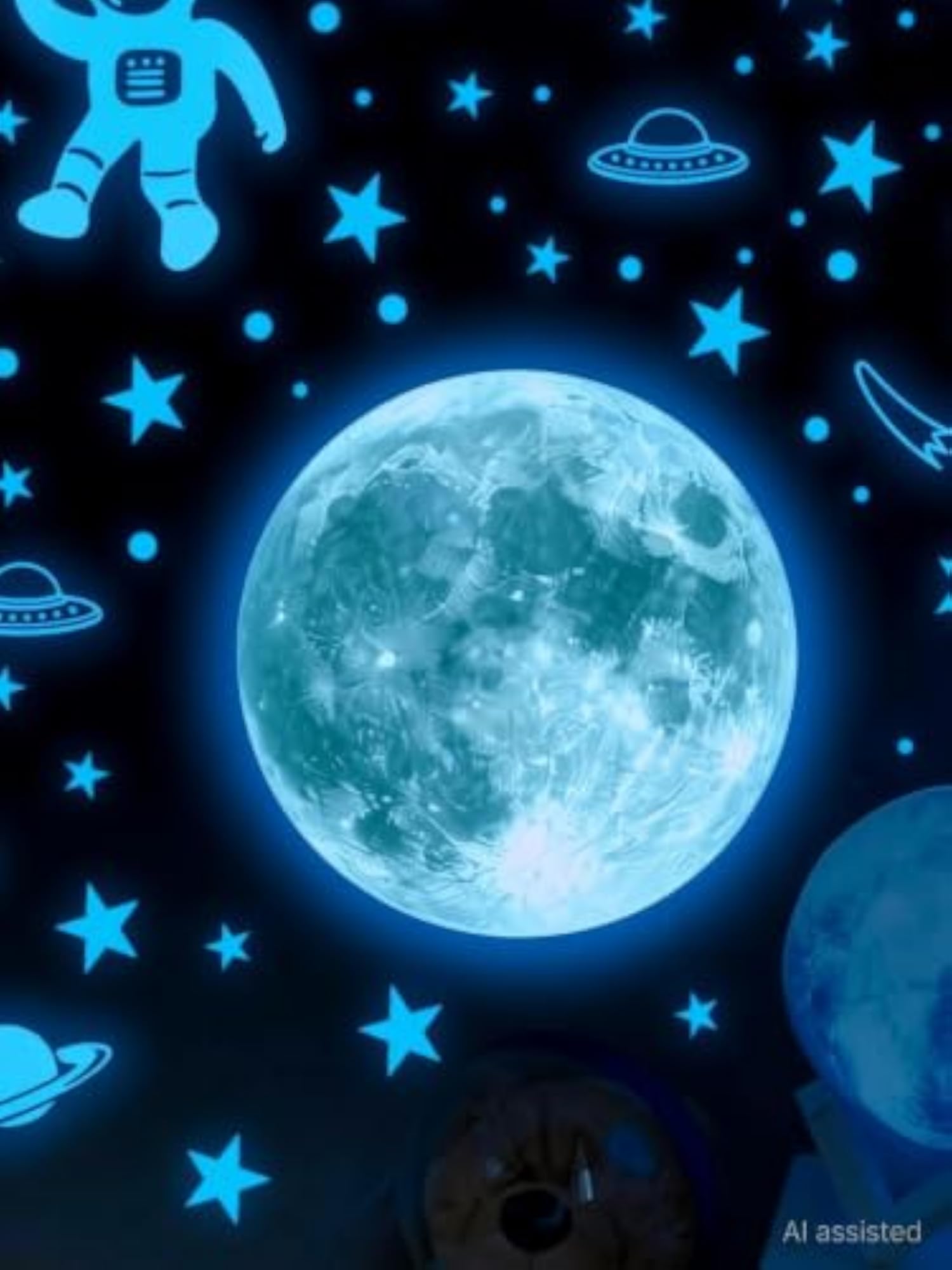Glow in The Dark Star & Moon Wall Stickers, Celestial Decor