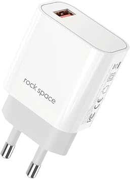 Rock Space 18W USB-A QC 3.0 Mini Seyahat  arj Cihaz , Beyaz