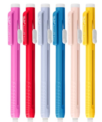 Mr. Pen- Retractable Mechanical Eraser Pens, 6 Pack, Ice Cream Colors | Latex-Free Precision Pencil Erasers for Artists, Students, Drawing, Sketching & Drafting