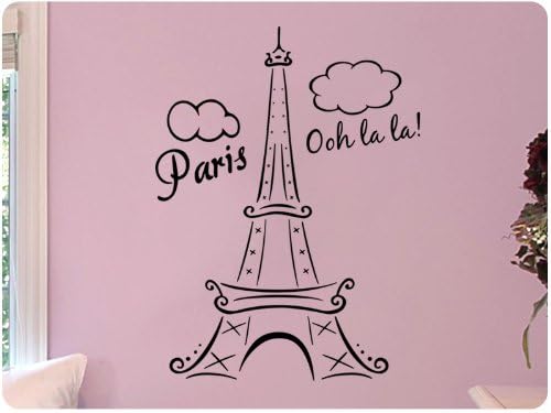31" Paris Eiffel Tower Ooh La La Wall Decal Decor France Love Hearts Sticker