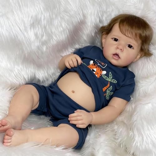 Anano Bebe Reborn Jungen Vollkörper-Silikon waschbar 50 cm Reborn Puppe...