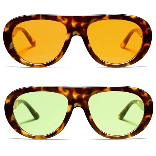 Image of VANLINKER Oversized Retro Aviator Sunglasses for Women Men Chic 70s Vintage Style Trendy 2026 Chunky Sun Glasses VL9865