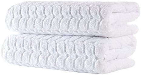 BAGNO MILANO 100% Turkish Cotton Jacquard Luxury Towel Set – Quick Dry Non-GMO Ultra-Soft, Plush and Absorbent Luxury Durable Turkish Towels Set (White, 2 pcs Bath Towel Set)