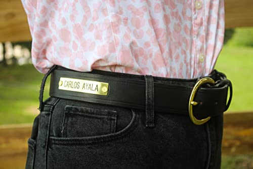 100% Leather Custom Engraved Belt, Brown & Black, 1.5 Inch, Men's Creased Leather Belt, Made in USA2