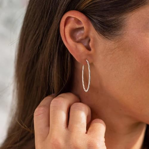 DAILY VIBES Thin Big Gold Hoop Earrings for Women Dainty 925 Sterling Silver Post Loop 14k Gold Plated Diamond-Cut Twisted Large Hypoallergenic Hoop Earrings for Women2