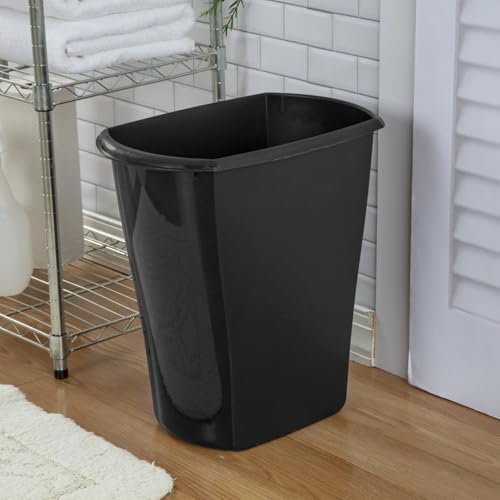 Caneca de basura pequeña para baño, plástico negro 5.5 gal miniatura 5