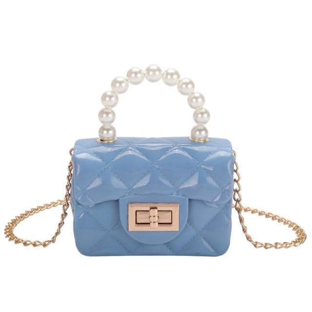 Image of The Sole Club Mini Jelly Purse Flap Handbag stylish trendy Silicone purse, Mini beautiful fashion jelly Sling,Waterproof and washable Sling bag (SMALL, SUITABLE FOR KIDS!) (Sky Blue)