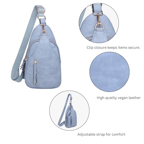 JEN & CO. Nikki Crossbody Sling Bag for Women Vegan Leather Fanny Pack Purse Trendy Chest Bag for Travel4