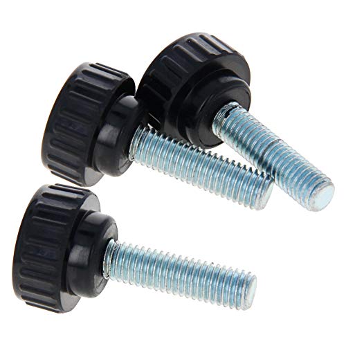 Image of Othmro M8x25mm Male Thread Thumb Screw Knobs 3pcs, Length 30mm Threaded Knurled Clamping Grip Thumb Screw on Type Round Head Clamping Thread Knobs Black