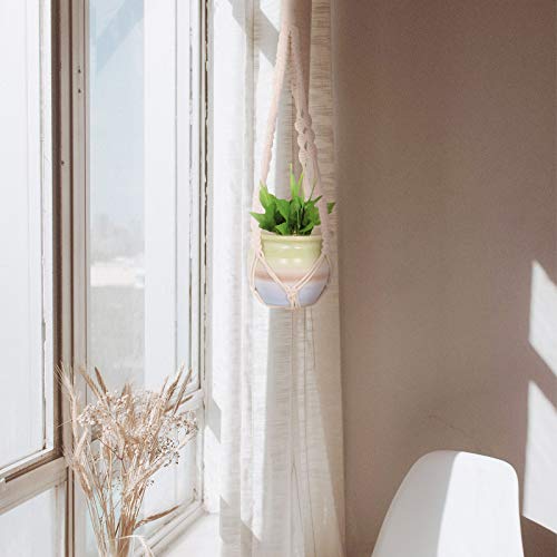 2 Pack Macrame Plant Hangers, Cotton Rope Woven Indoor Outdoor Hanging Plant Holder Wall Hanging Planter Ceiling Plants For Flower Pot, Hanging Plants Holder For Yard Garden Home Decoration, 55 Cm #TOP1