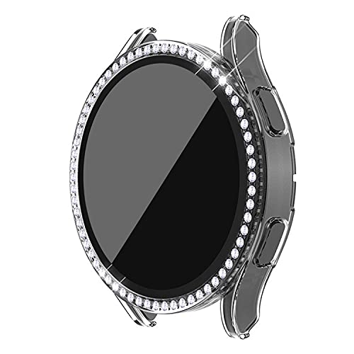 スマートウォッチ保護ケース・Galaxy Watch 4用 40mm ケース カバー 強化ガラス付き ラインストーン きらきら かわいい レディース 保護カバー 保護ケース ギャラクシーウォッチ スマートウォッチケース プラスチック製 ハードケース オシャ