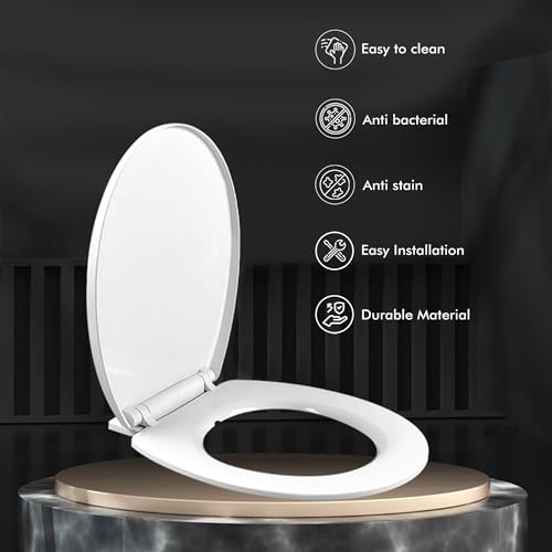 Image of WASSMIST Toilet Seat Cover Set - Durable Toilet Seat Cover | Fits Most Standard EWC Commodes | Premium Finish