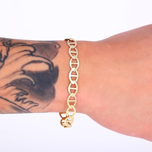 Nuragold 14K Real Yellow Gold Solid Mariner Chain Anchor Link Bracelet 7"-9" (2mm-7.5mm) Italian Jewelry for Men & Women4