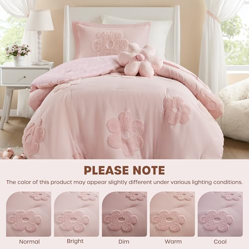 Intelligent Design Kids Twin Duvet Cover Set for Girls, Tufted Chenille Floral Duvet Set Twin, Lightweight Duvet Reversible Bedding Cover