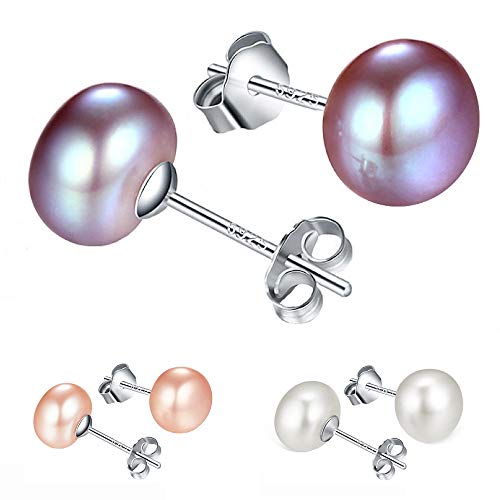 Perlas de agua dulce purpura ovaladas en plata 925, el regalo ideal para madres e hijos