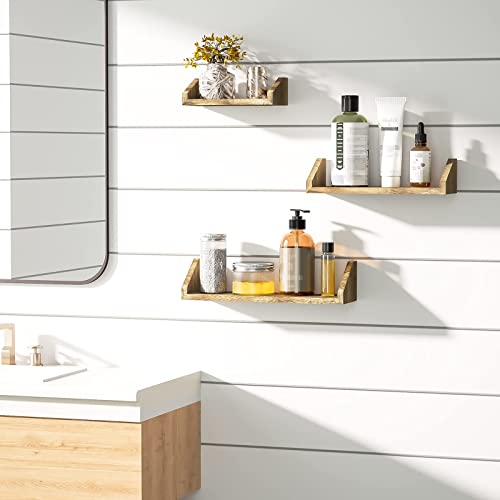 Szqinji Floating Shelves Wall Mounted Solid Wood Shelf Display Ledge Storage Shelves For Living Room Kitchen Bathroom Carbonized Black Set Of 3 #TOP3