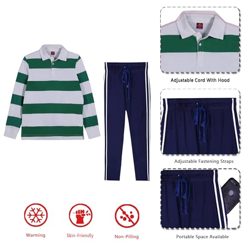 Mens Long Sleeve Pajamas Set,Cotton Sleepwear Long Sleeve Pajamas Set 【 XS - L 】4