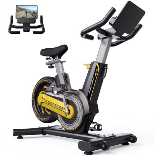 Image of Exercise Bike for Home, Under 20 dB Quiet Magnetic Stationary Bike | 350 lb capacity, fits 4'11 inch-6'2 inch, 7 resistance levels, rear flywheel, 80% pre-assembled, LCD monitor and device holder