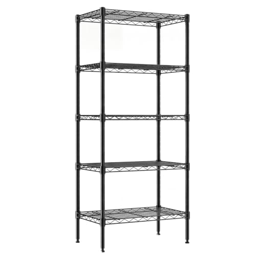 Image of DUMOS 5-Tier Metal Storage Shelves, Wire Shelving, Storage Rack, 23.2 inch W | Heavy Duty Steel Organizers, Wire Adjustable Standing, Kitchen Bathroom Garage Pantry Organizers, 60.1 inchH