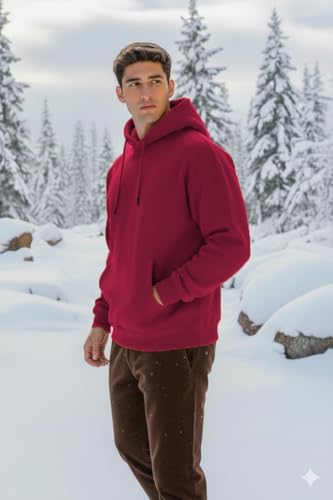Image of 350 GSM Heavyweight 100% Cotton Hoodie for Men and Women | Bio Washed Full Sleeve Hooded Sweatshirt | Warm Winter Casual Regular Fit Hoodie | Made in India | S to XXL