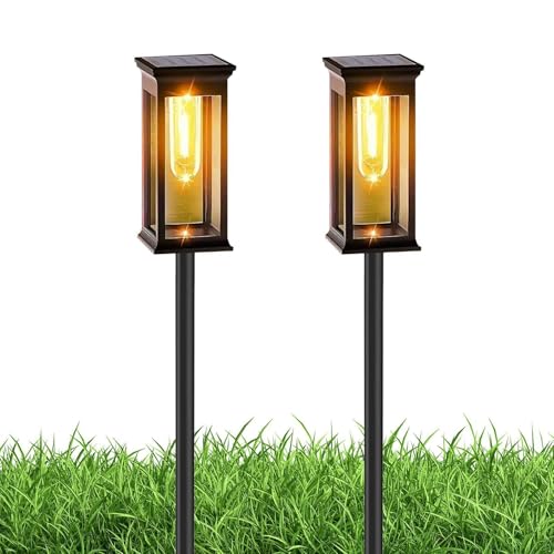Lampes solaires extérieures par lot de 2 éclairages pour allée et jardin