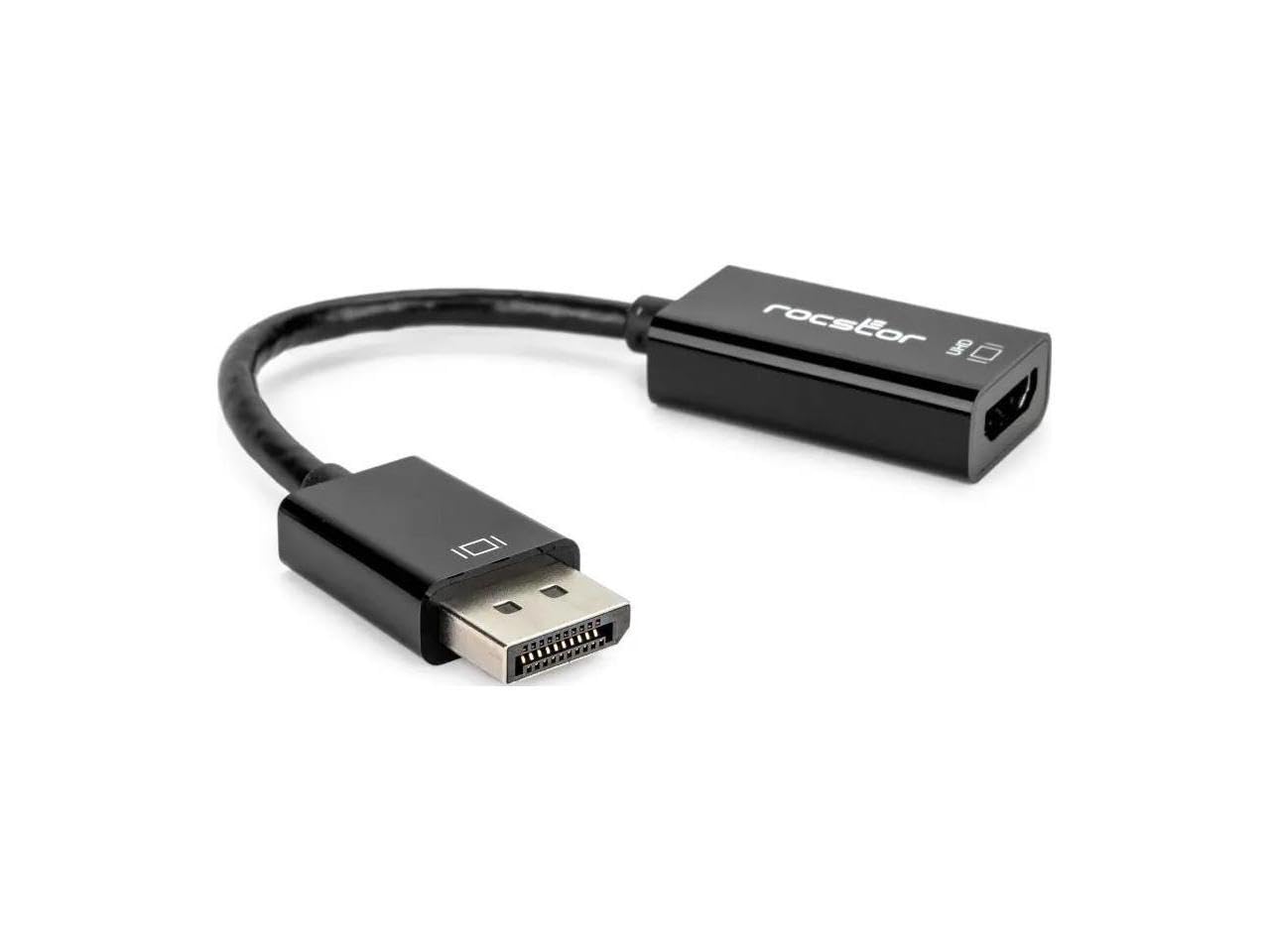 Rocstor Adaptateur convertisseur Actif DisplayPort 1.2 vers HDMI 4K/60Hz - M/F - Noir