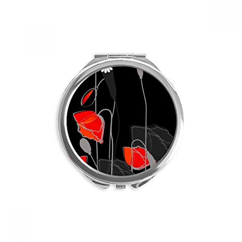 Miroir rond de poche pavot rouge de maquillage compact portable multicolore de 2,6 pouces