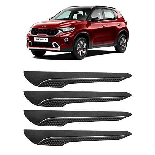 Image of AOSIS-Car Bumper Protector /Bumper Guard for Kia Sonet with Single Chrome Stripe (4-Pcs)
