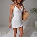 Knitted Halter Hollow Out Cover Up Dress Sunmmer Sexy Bandage Cutout Dress V-Neck Crochet Beach Dress (Medium,White)