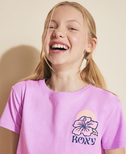Image of Roxy Girls' Short Sleeve Boyfriend Fit Logo Tee, Crew Neck Graphic T-Shirt, Soft & Comfortable