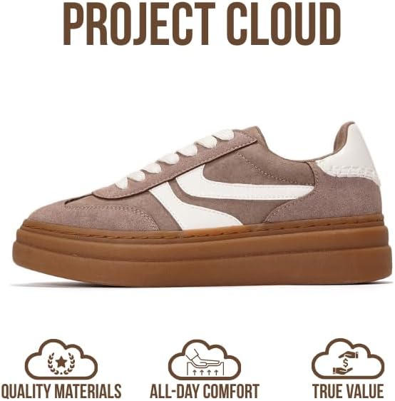 Project Cloud Platform Sneakers for Women Footwear - Memory Foam Insole Womens Shoes, Lightweight and Non-Slip Sole Lace Up Fashion Sneakers for Women 2026 (Volley) - Image 4