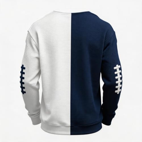 Rugby Shirts Men Long Sleeve Waffle Knit Game Day Casual Sweat Shirt - image 3