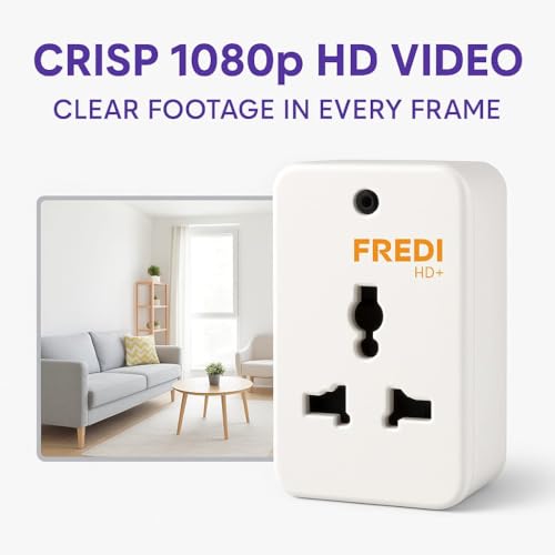 Image of FREDI HD PLUS WiFi Plug Camera 1080P HD Indoor Security Camera | 32GB Inbuilt Storage | Live View on Mobile & PC| Motion Detection | Loop Recording | 24x7 AC Powered | Home Office Shop Monitoring