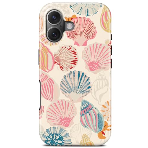 TAMUEL Cute Pink Seashell Art Phone Case for iPhone 17, Compatible with Magsafe, Trendy Ocean Summer Coastal Beach Aesthetic Magnetic Slim Silicone Shockproof Protective Women Girl Cover Case