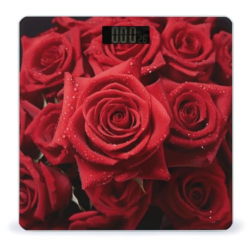 Báscula Digital de Baño Roja 400 lb Capacidad LCD miniatura 1