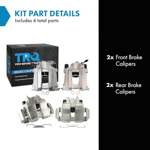 Image of TRQ Front and Rear Brake Caliper Set Zinc Coated Brackets Compatible with 2005-2008 Ford Escape 2005-2008 Mazda Tribute 2007-2008 Mercury Mariner