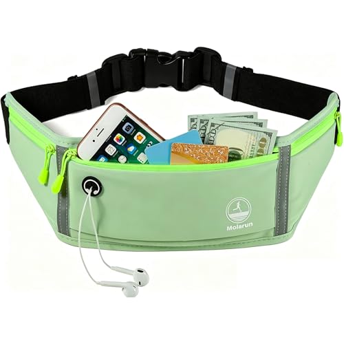 Image of Running Belt Slim Fanny Pack Jogging Pouch Phone Holder Waist Pack - Light Green