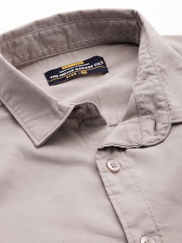 Image of The Indian Garage Co Men Slim Fit Solid Full Sleeves Spread Collar Casual Shirt