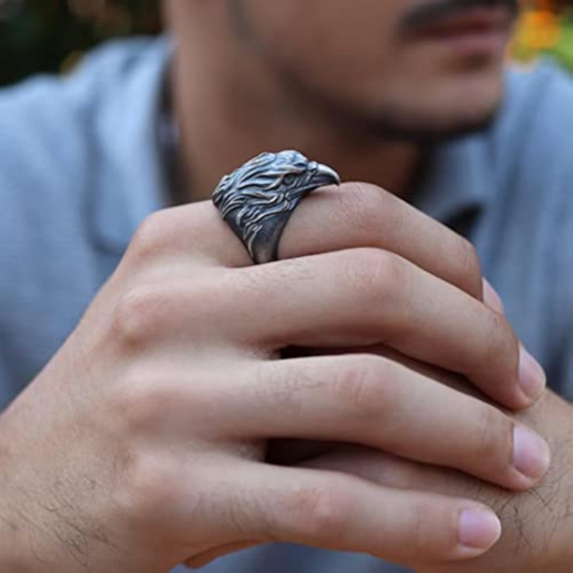 Men's EAGLE HEAD Titanium Steel Ring, Stylish Design