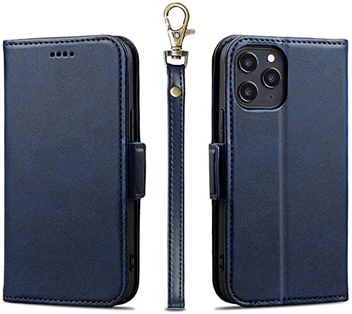 Housse iPhone 12 Pro portefeuille en cuir synthétique bleu pour sorties et trajets