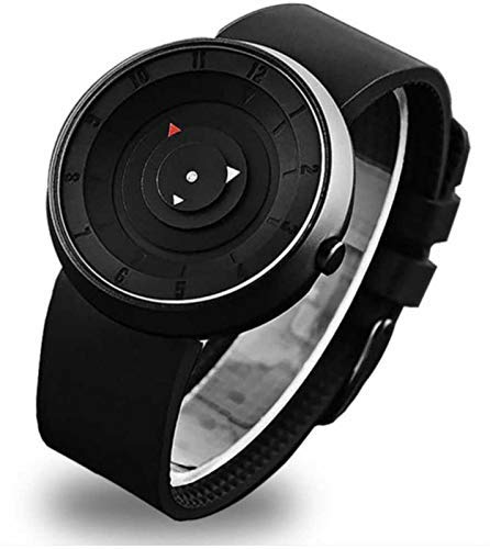 Analogue Unique Arrow Silicon Analog Men's Watch (Black Dial Black Colored Strap,(Pack of 1)