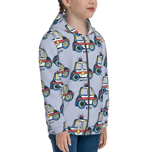 Police Car Kid Hoodies Boys Zip Up Sweatshirts Girls Pullover with Pocket4