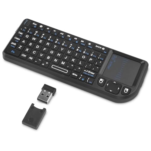 Rii Mini Bluetooth Keyboard,2.4G Handheld Wireless Protable Backlit Keyboard with Touchpad,Compatible with Smart TV,Google,Amazon Fire Stick,HTPC/IPTV,PC
