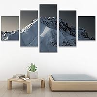 SIGNWIN 5 Panel Canvas Wall Art Snow Mountain for Home Decorations Ready to Hang - 60