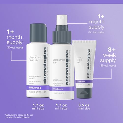 Dermalogica Sensitive Skin Rescue Kit - Set Contains: Face Wash, Toner, and Face Moisturizer - Skin Care To Calm, Soothe and Minimize Irritation