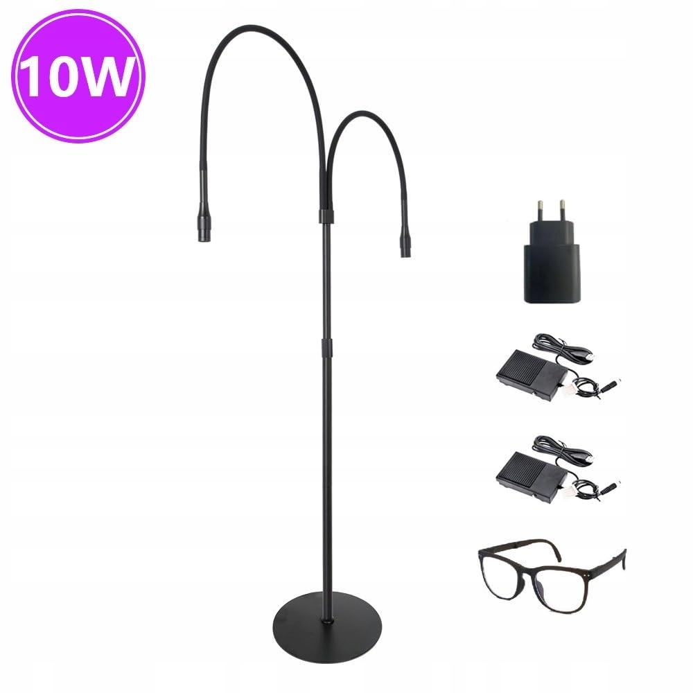 Podwójna lampa UV LED czarna z okularami | Podwójna lampa UV LED, kolor czarny, okulary ochronne w zestawie