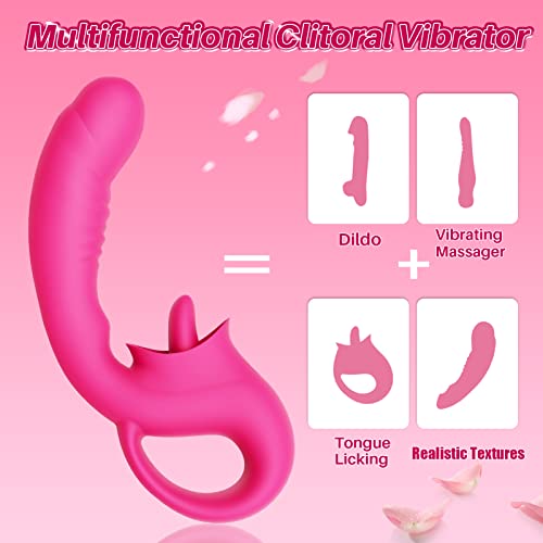 Clitoral Licking G Spot Vibrator, Realistic Dildo Clitoralis Stimulator For Women With 10 Licking & Vibrating Modes, Strapless Strap-On Dildo For Multiple Stimulation, Adult Sex Toys For Women #TOP3