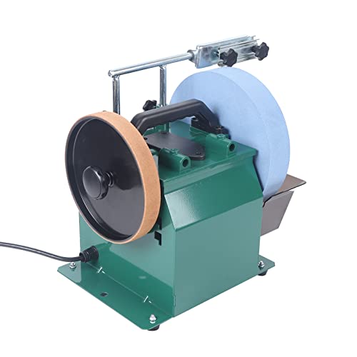 MhdunueSK Water Cooled Grinder,240W Water Cooled Grinder with 10 Inch Grit Sharpening Stone and 8 Inch Leather Stropping Wheel,Electric Phase Induction Motor